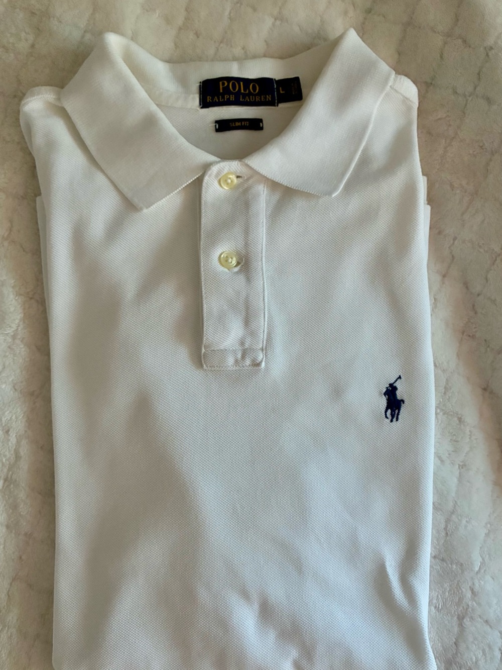 Polo by Ralph Lauren White Polo with Navy & Gold Labels